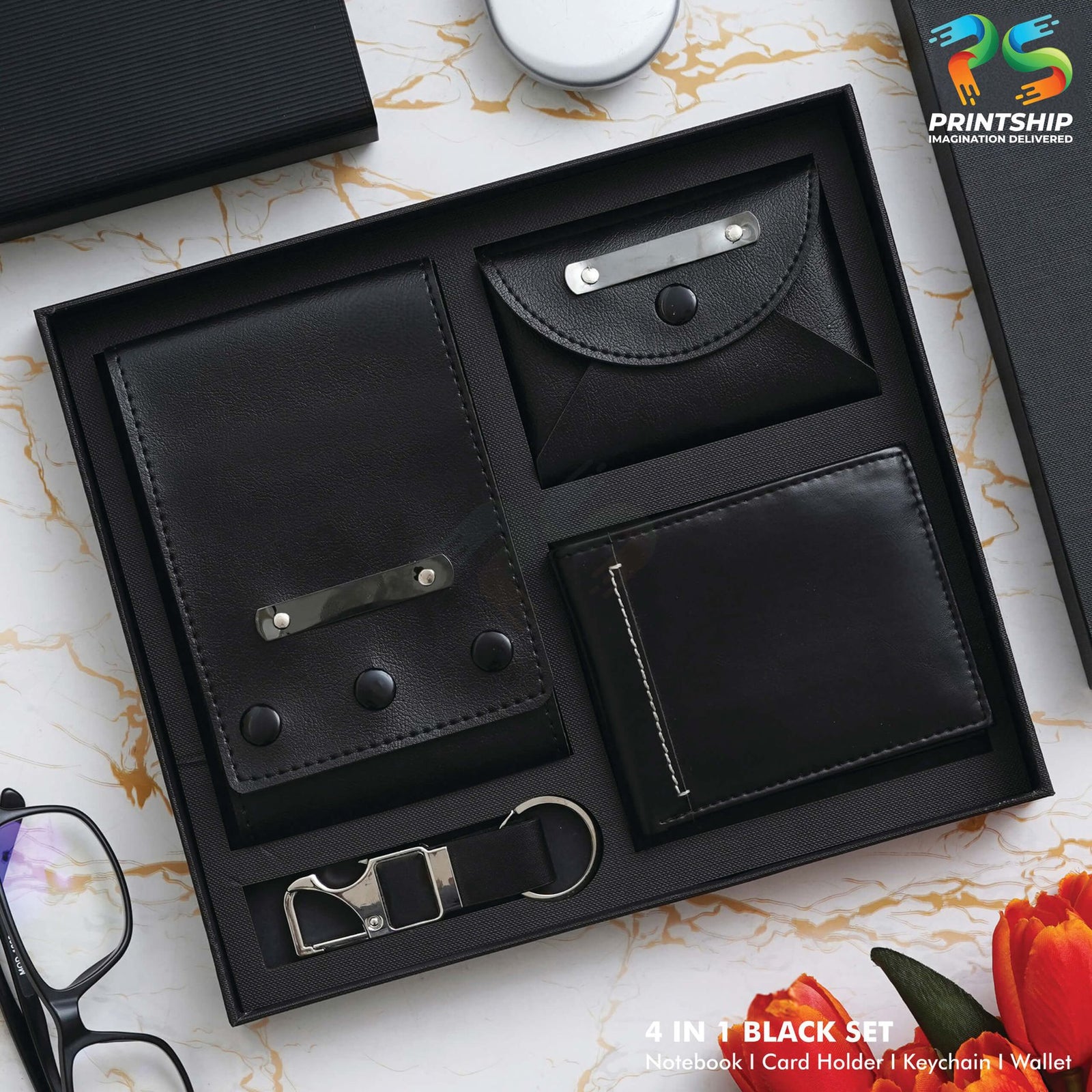 Black Vegan Leather Executive Set - corporate gift by YuBingo