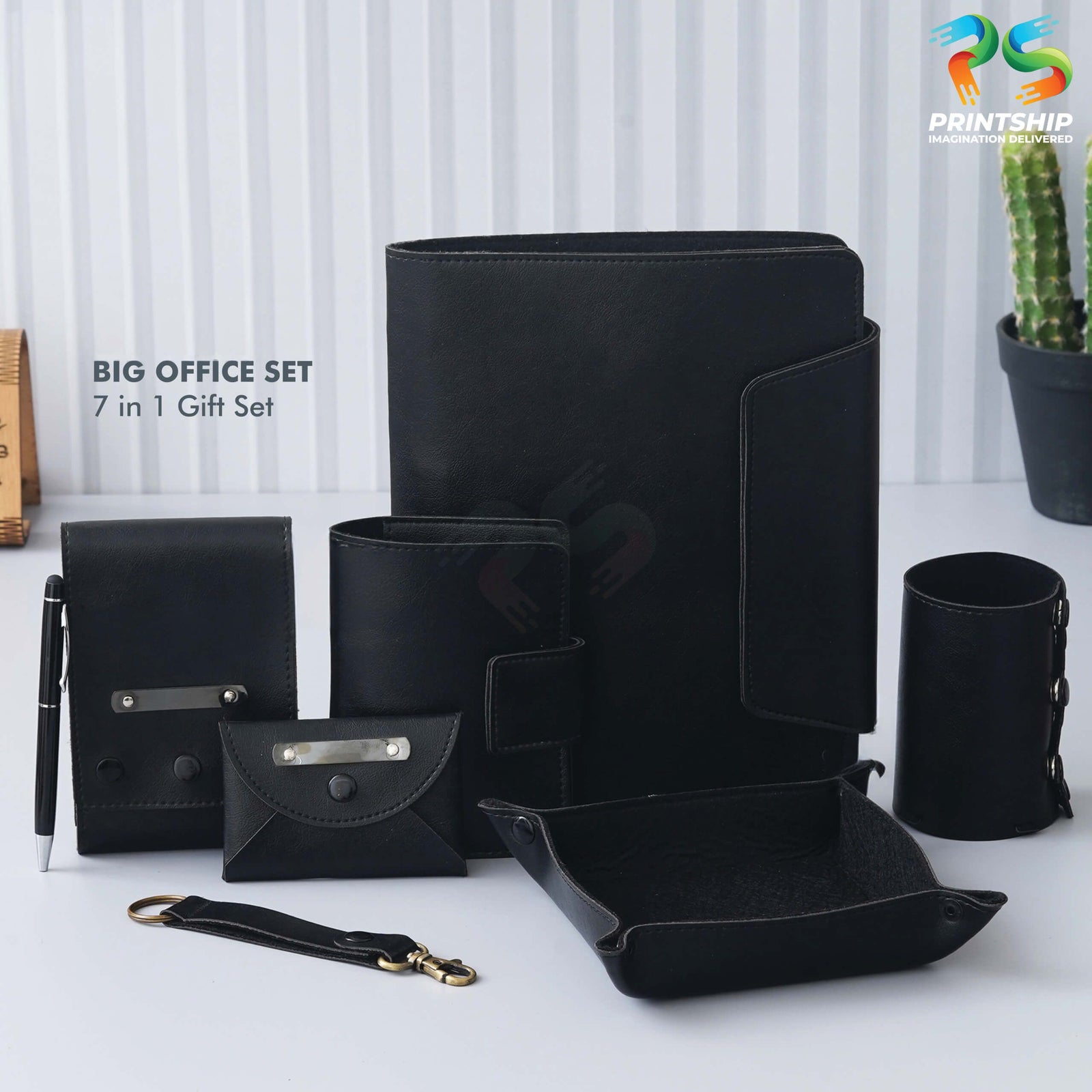 Black Vegan Leather 7-in-1 Gift Set - corporate gift by YuBingo