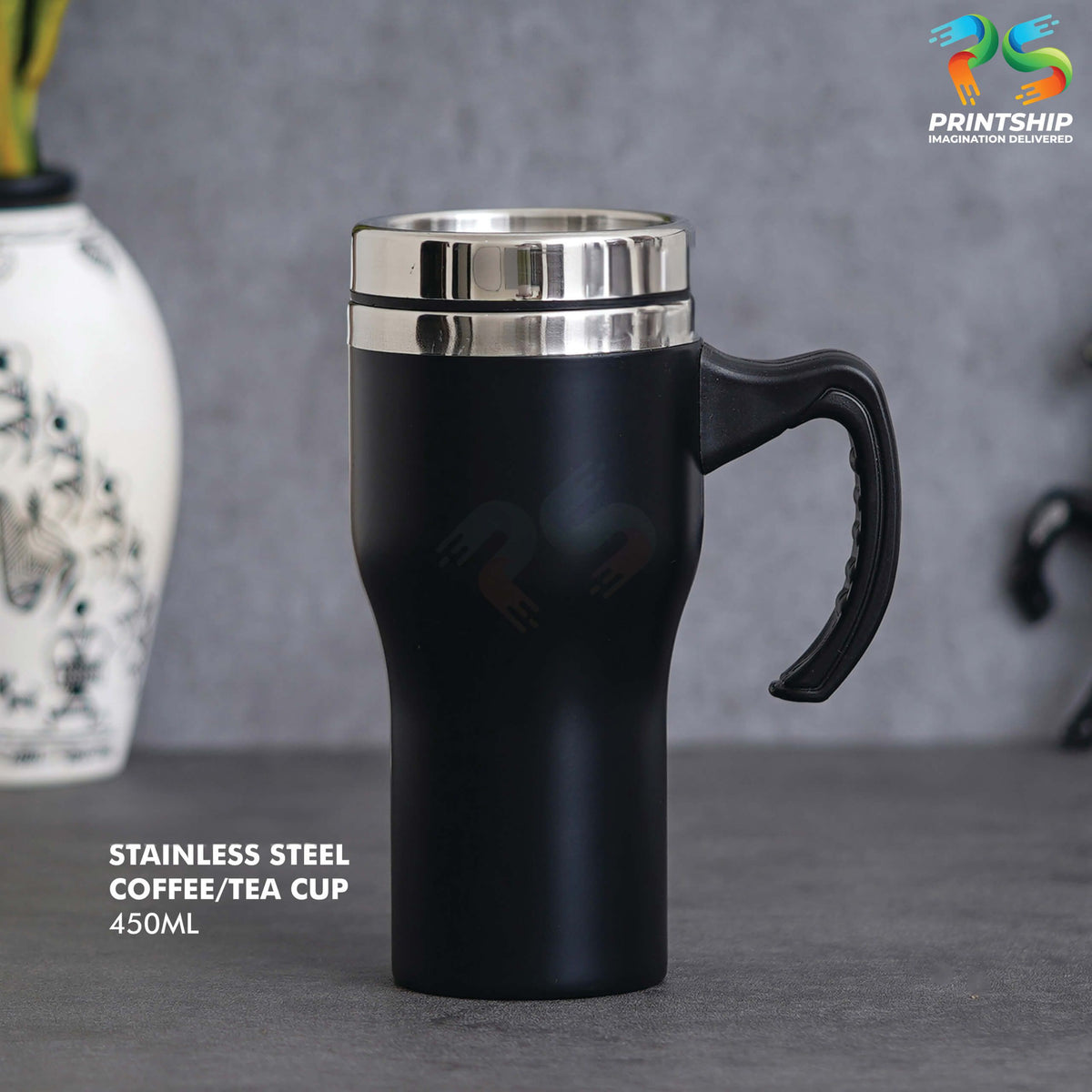 Black Stainless Steel Mug 450ML - corporate gift by YuBingo