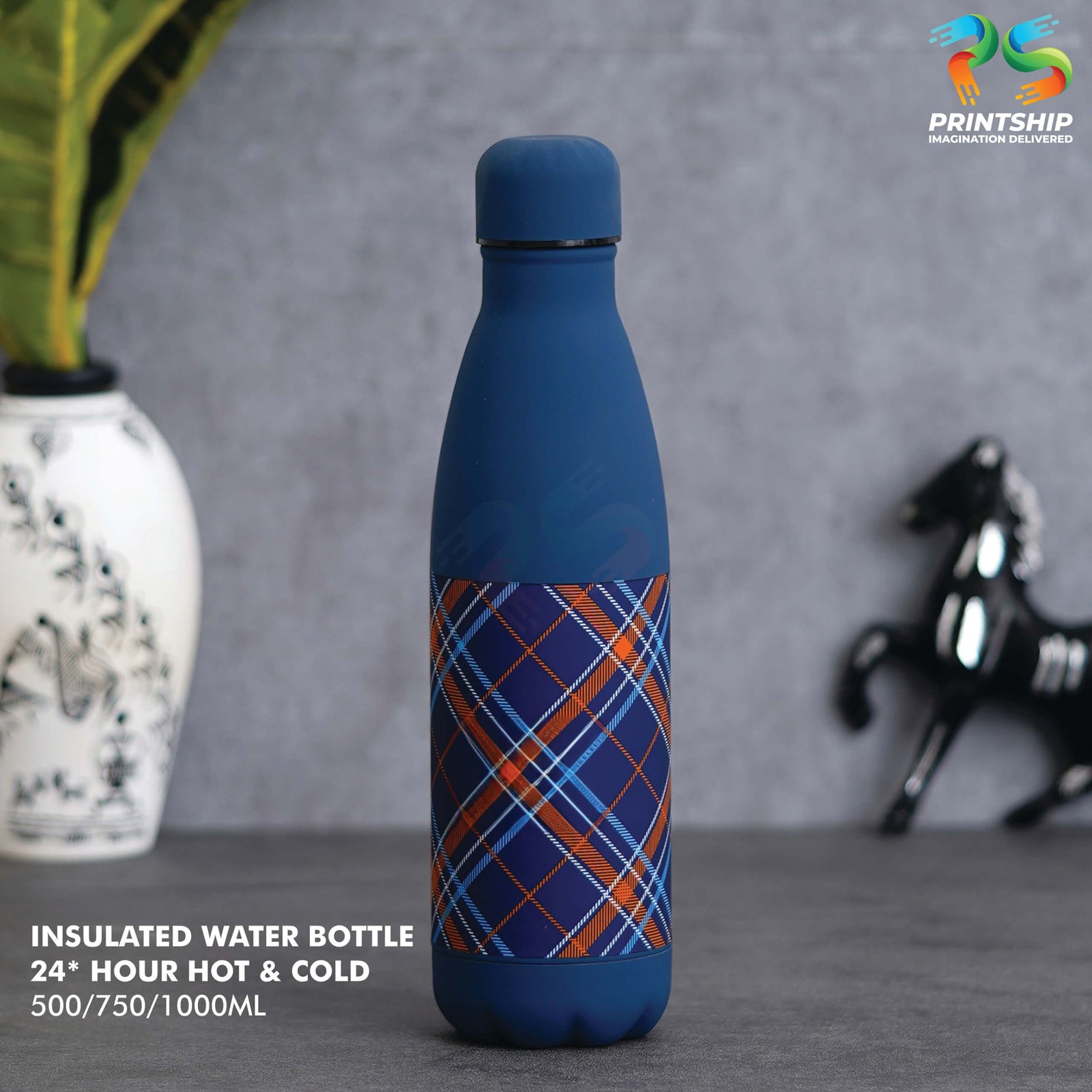 Blue Stainless Steel Insulated Water Bottle - 1000ML - corporate gift by YuBingo