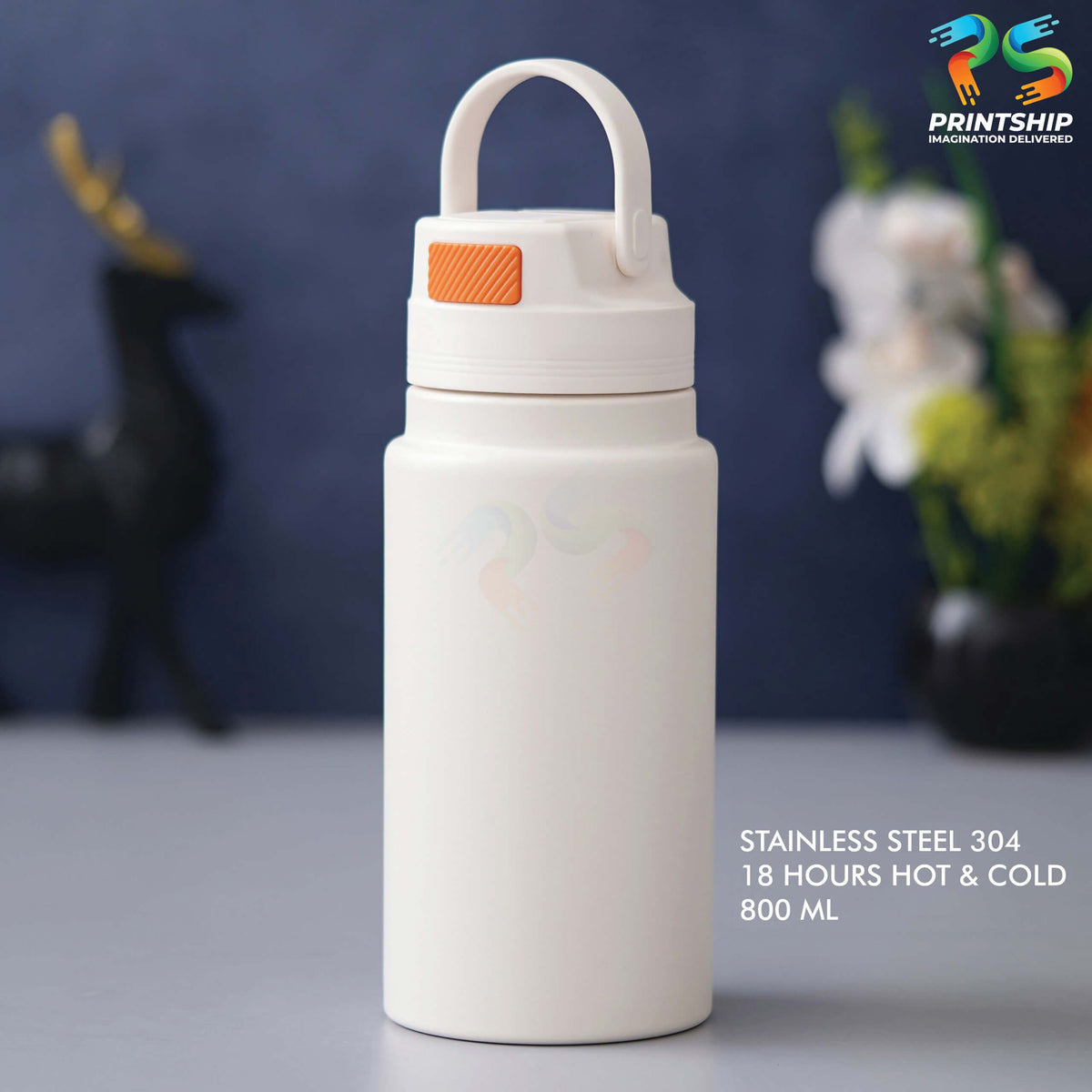 Modern White Stainless Steel Bottle - 800 ML - corporate gift by YuBingo