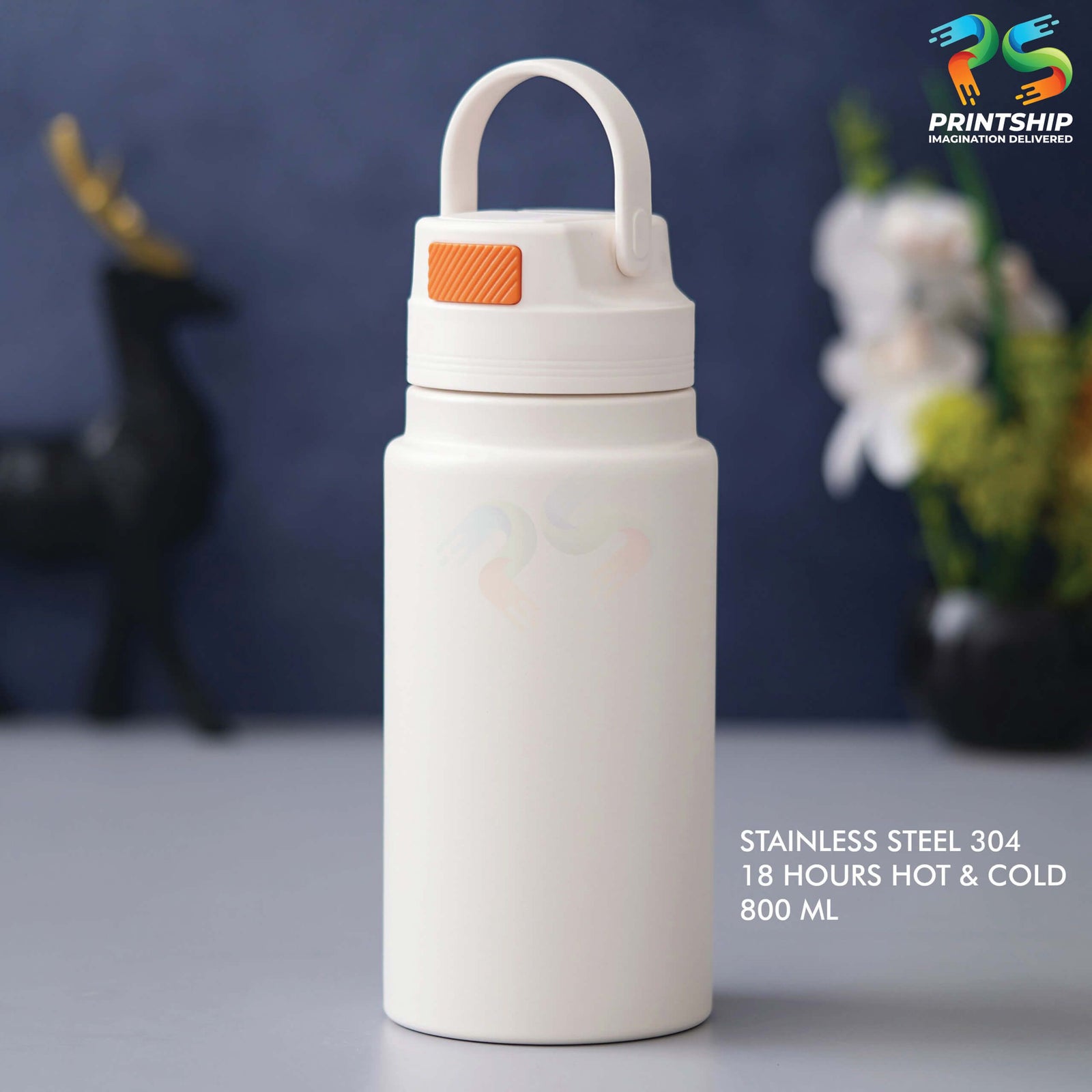 Modern White Stainless Steel Bottle - 800 ML - corporate gift by YuBingo