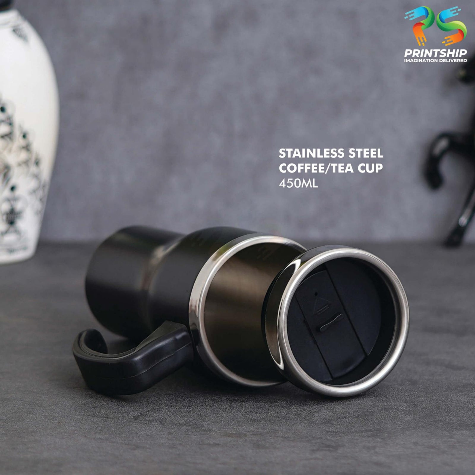 Black Stainless Steel Mug 450ML - corporate gift by YuBingo