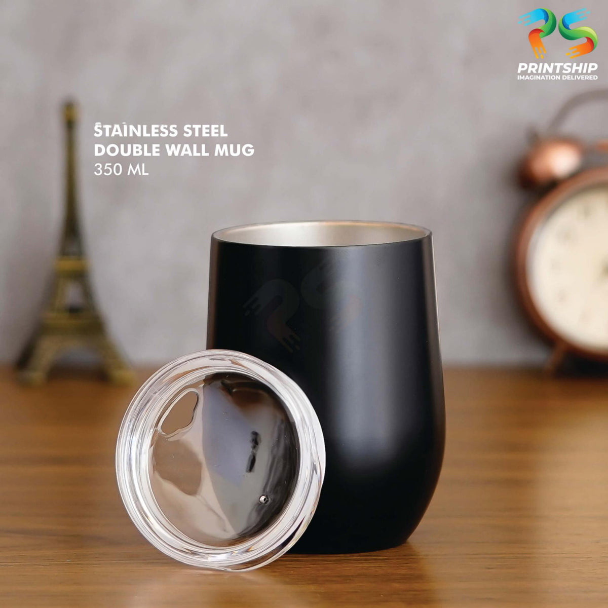 Black Stainless Steel Mug - 350 ML - corporate gift by YuBingo