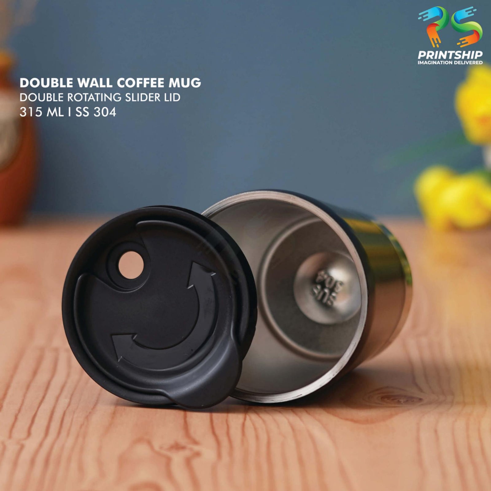 Black Stainless Steel Mug - 315 ML - corporate gift by YuBingo