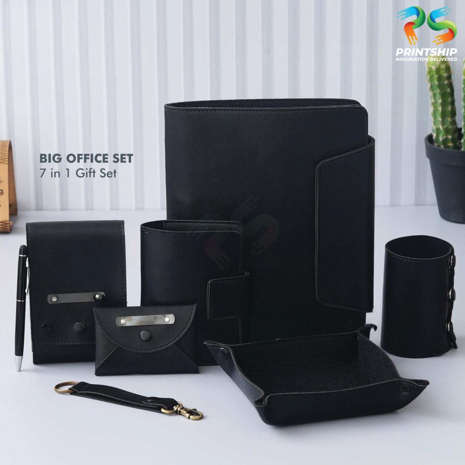 Black Vegan Leather 7-in-1 Gift Set - corporate gift by YuBingo