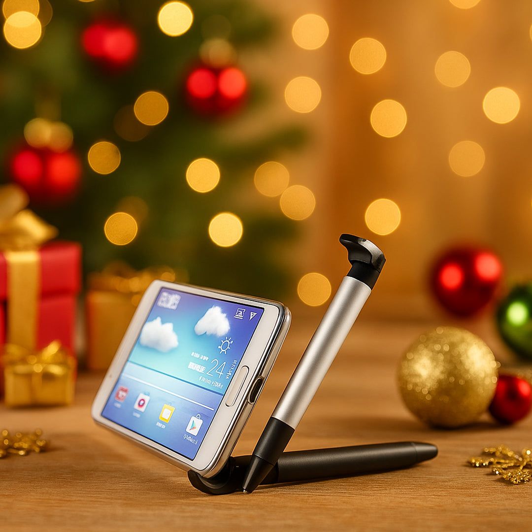 L124 4 In 1 Pen With Mobile Stand, Stylus &amp; Cleaner - Black - corporate gift by YuBingo