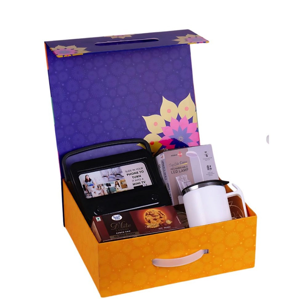 Celebration Set of 4: Rechargeable Lamp, Retro TV Speaker, SS Mug & Cookies - product image 3