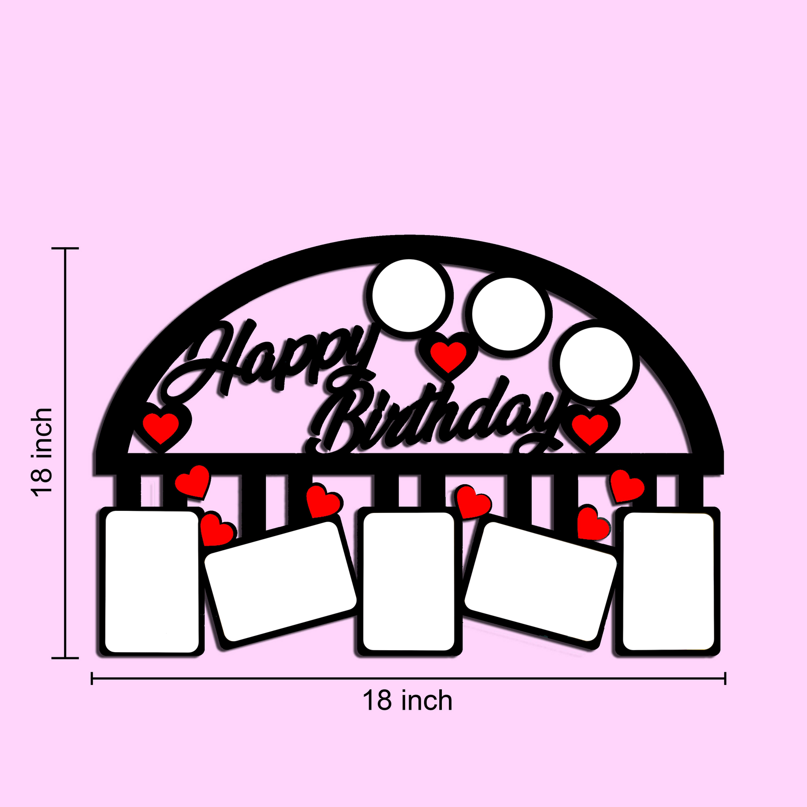 Laser Cut Happy Birthday Photo Frame with Five Photos - 18" x 18" - corporate gift by YuBingo