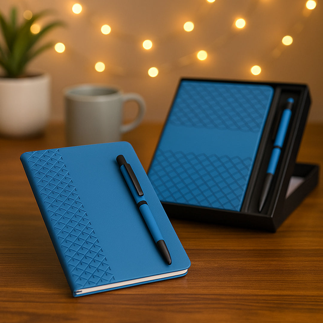 Q127  Blue Notebook Gift Set with Prism Pen - Castillo Milano - corporate gift by YuBingo