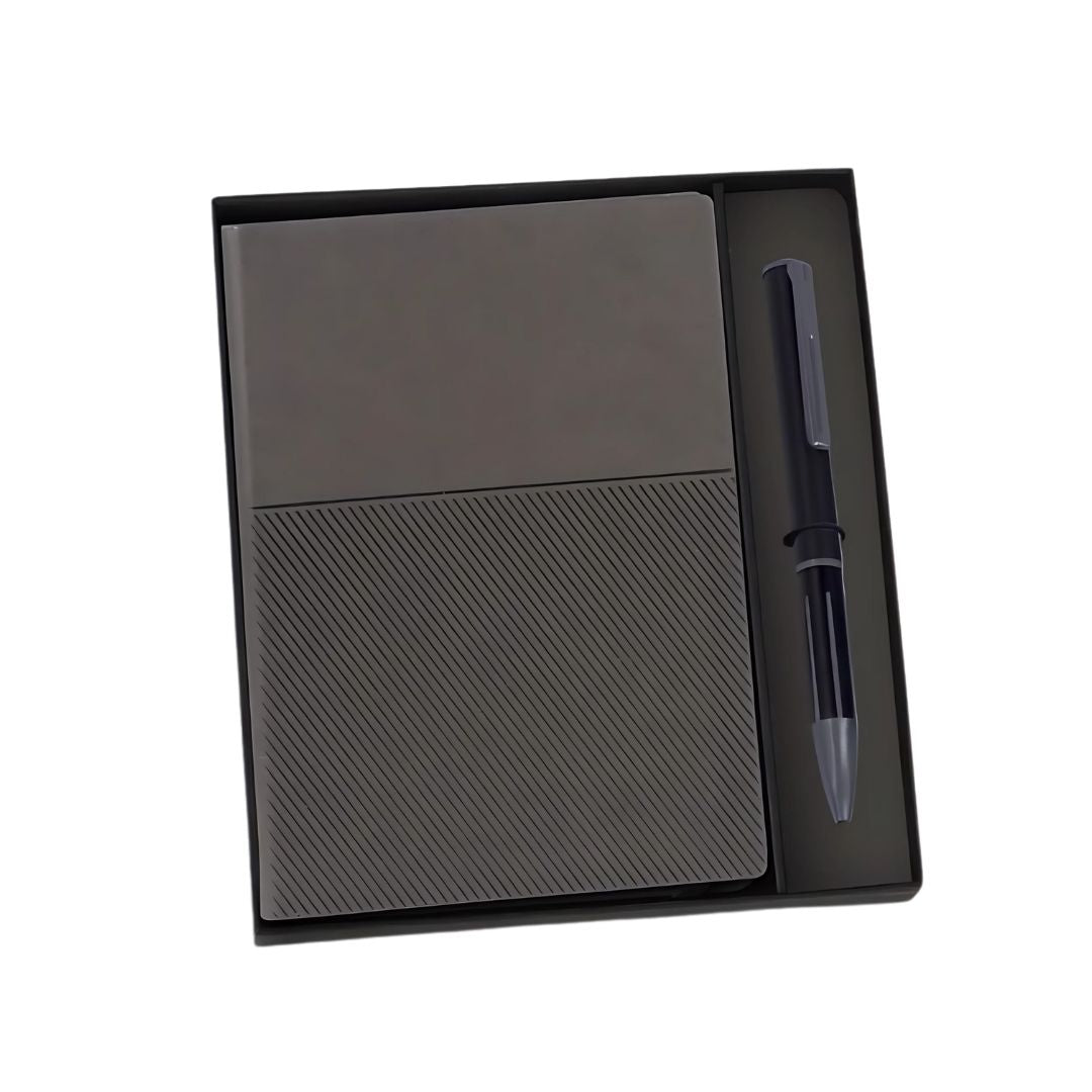 Q194 - 2 in 1 Slant A5 Notebook with Metal Pen Gift Set - corporate gift by YuBingo