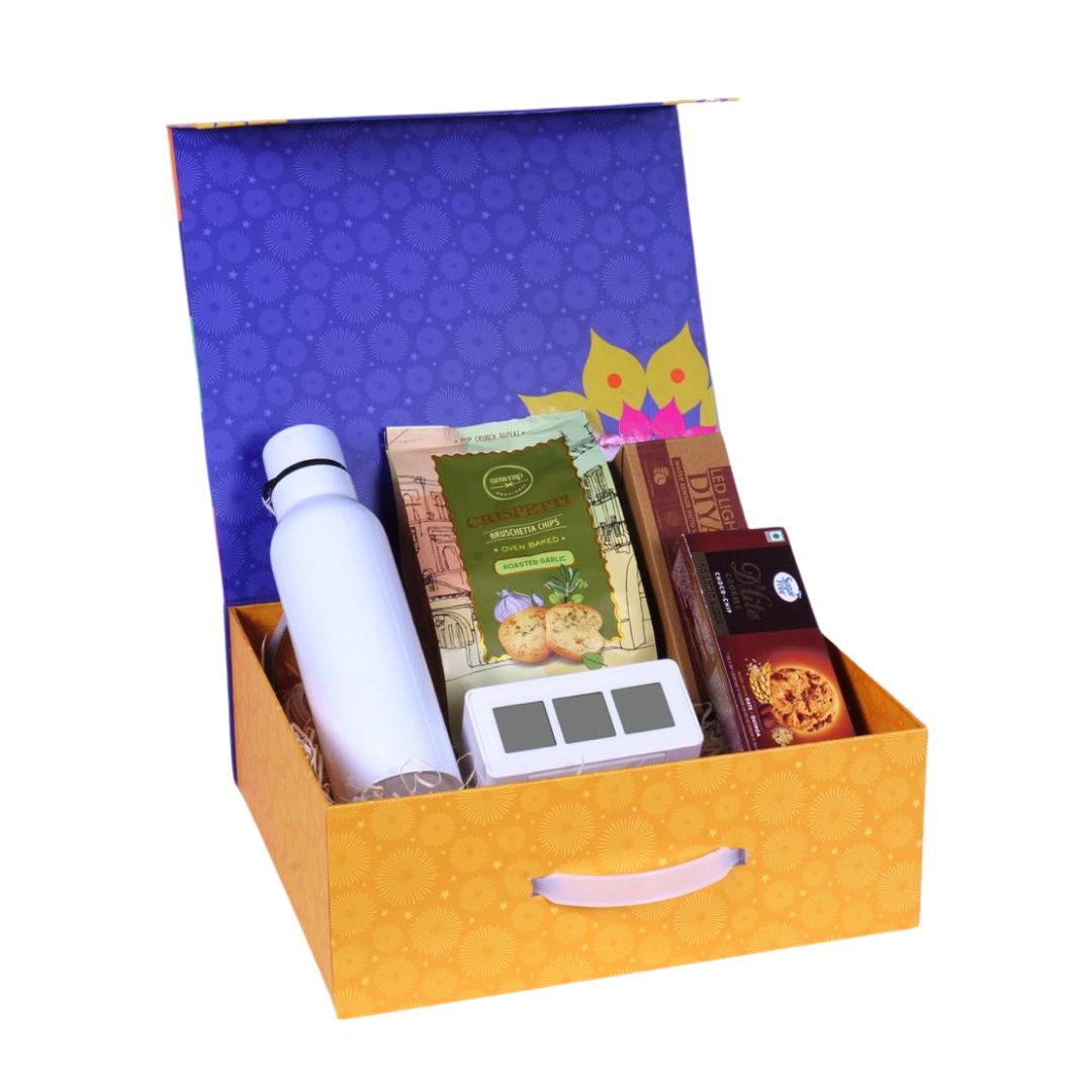 Q213 - Celebration Gift Set of 5: Bottle, Clock, Diyas, Cookies & Bruschetta - product image 2