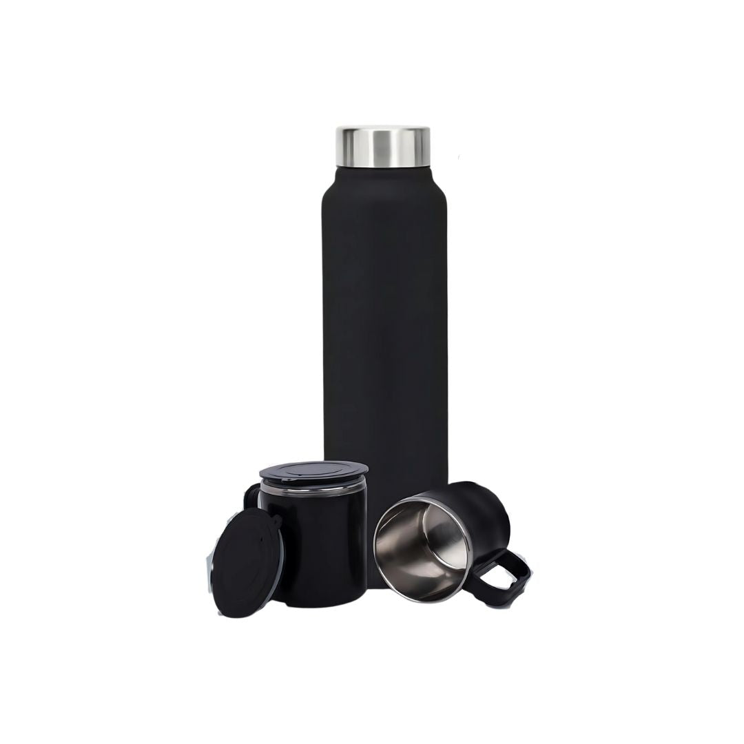 Q48 - Black Stainless Steel Bottle with 2 Cups Gift Set - product image 2