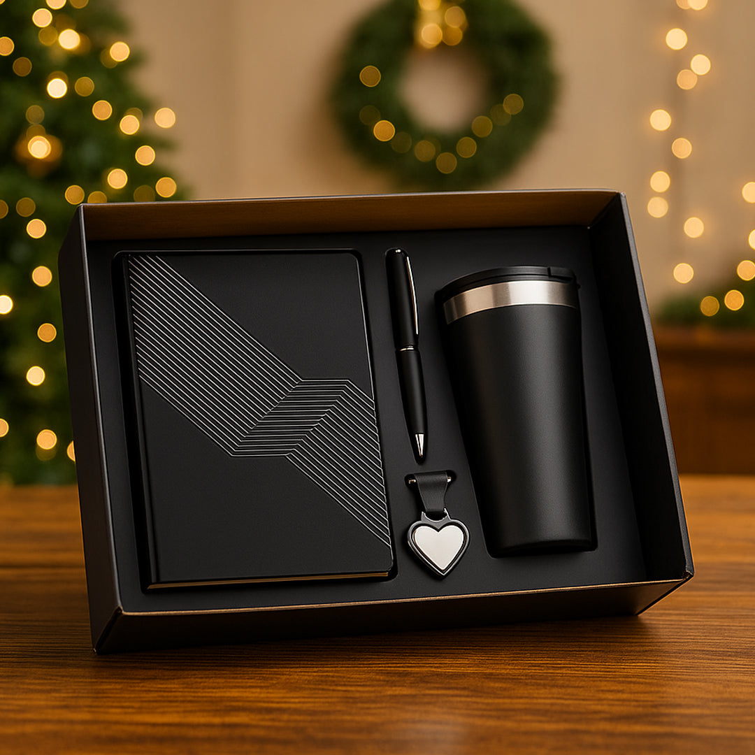 Q52 - 4 in 1 Gift Set (304 Steel Sipper, Metal Pen, A5 Notebook & Keychain) - corporate gift by YuBingo