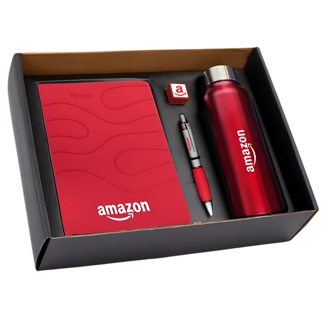 Q57a - 4 in 1 Gift Set (Steel Bottle, Pen, Ribbon PU Notebook, Mobile Stand) - corporate gift by YuBingo