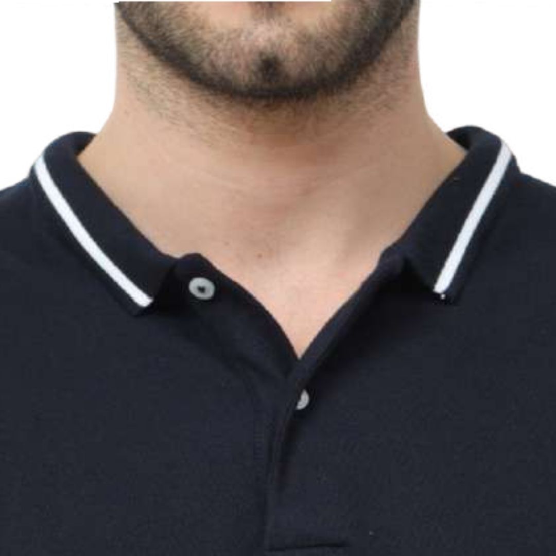 Rare Rabbit Polo Tee with Tipping - Navy Blue - product image 3