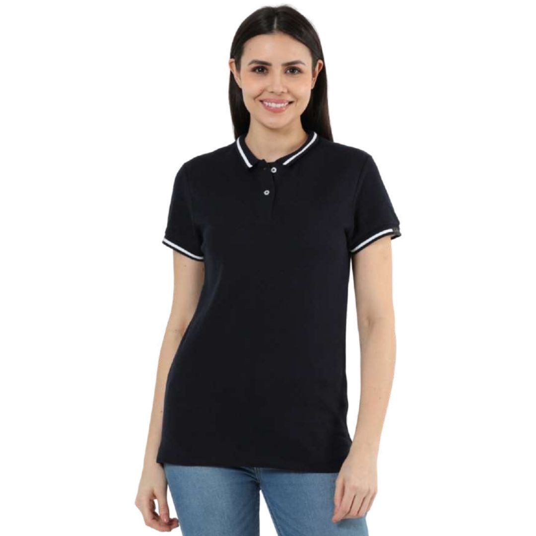 Rare Rabbit Women’s Navy Blue Polo Tee with White Tipping - corporate gift by YuBingo