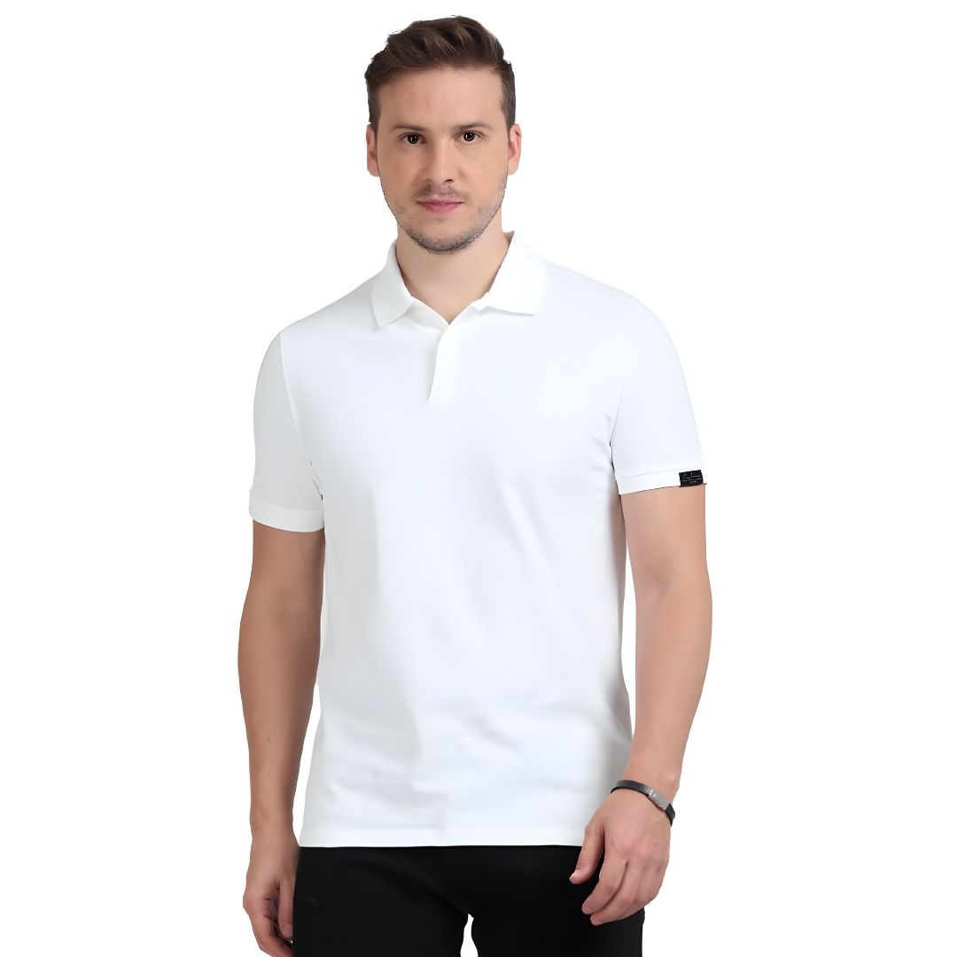 Rare Rabbit Premium White Polo - Unisex Cotton Lycra Tee - corporate gift by YuBingo