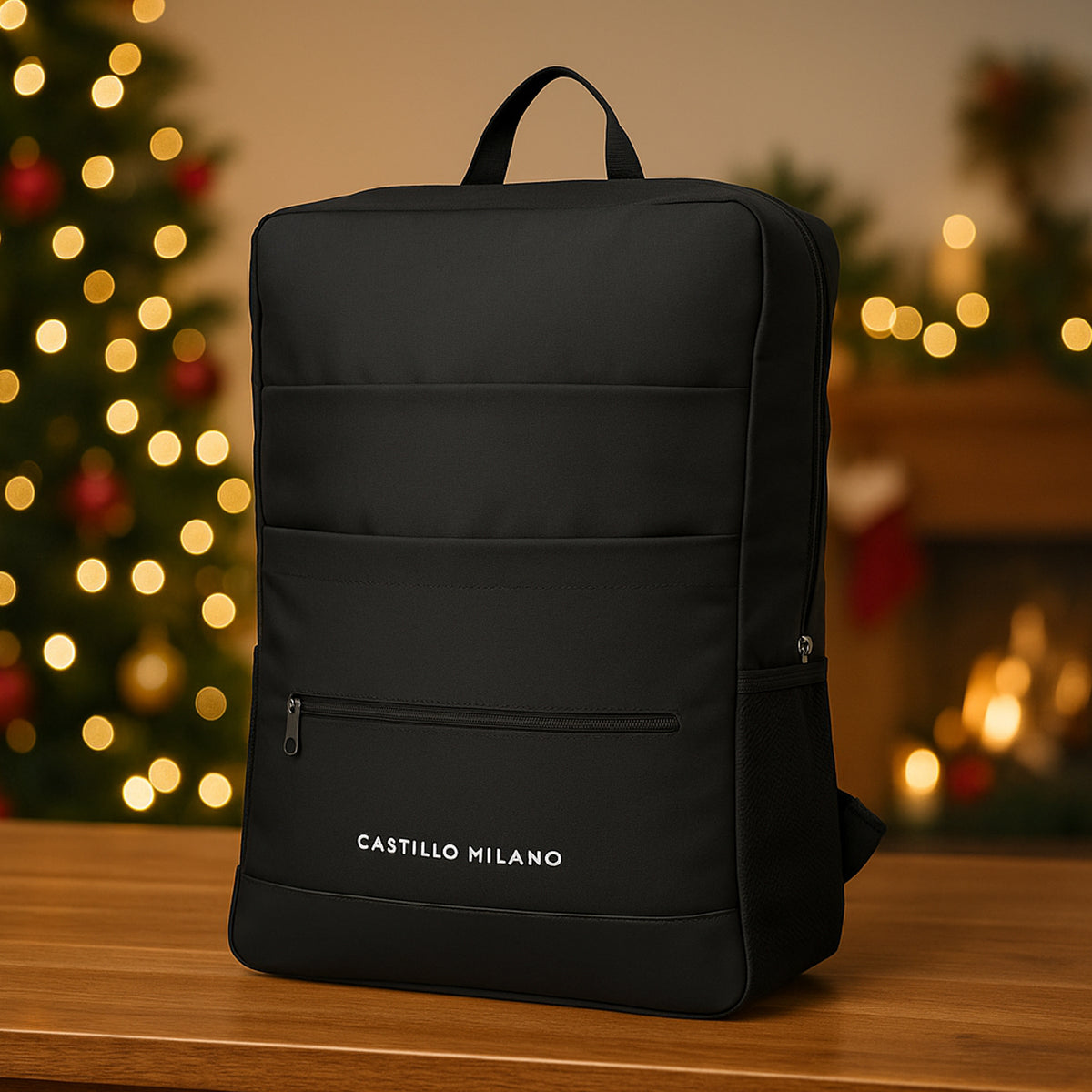 Slimz Black Backpack with Double Front Pocket - Castillo Milano - corporate gift by YuBingo