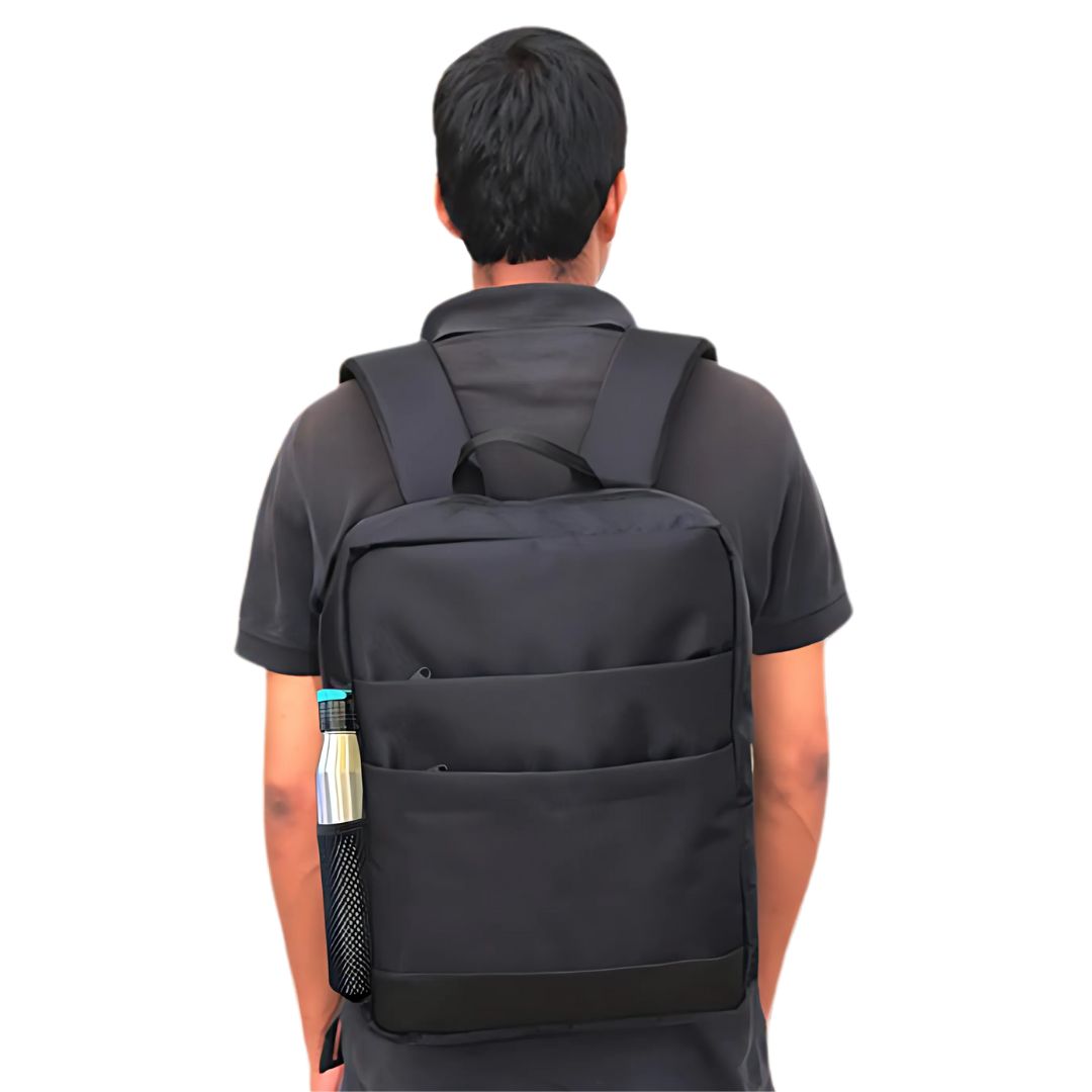 Slimz Black Backpack with Double Front Pocket - Castillo Milano - product image 3