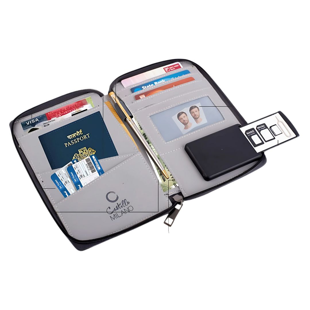 S33 - All in 1 Zipper Passport Holder with Sim Card Case - Gray - product image 3