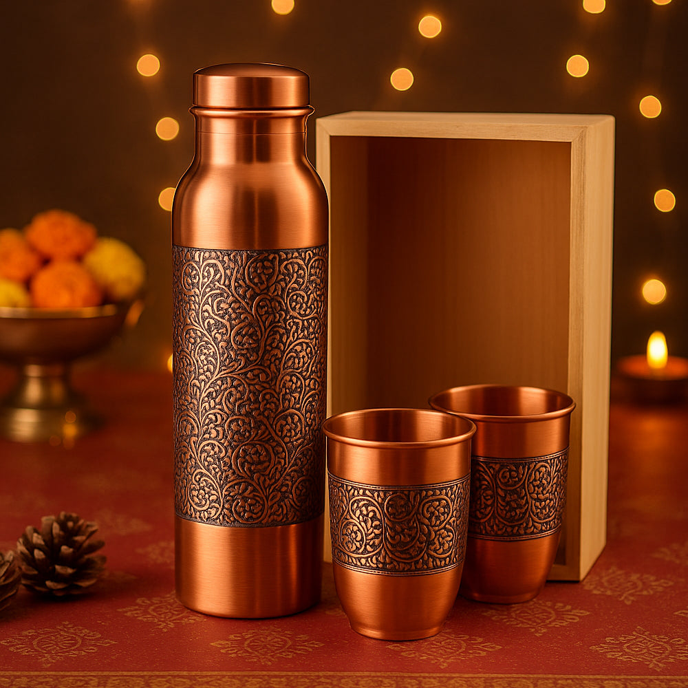 Copper Bottle &amp; Glass Gift Set - GBI-4166 - corporate gift by YuBingo