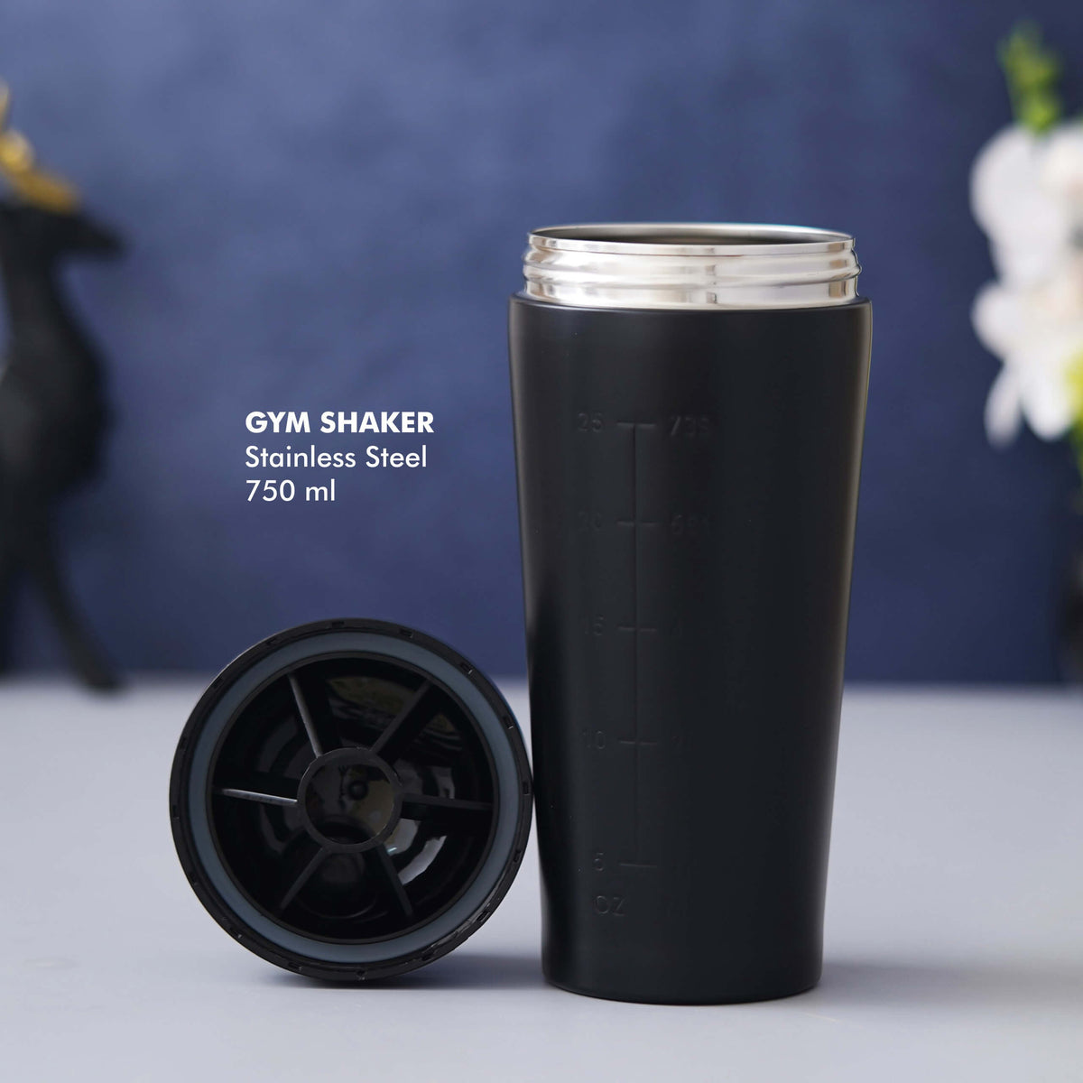 Customizable Black Stainless Steel Gym Shaker - product image 3