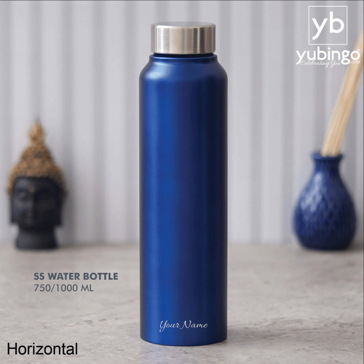 Customizable Blue Stainless Steel Bottle - 750 ML - corporate gift by YuBingo