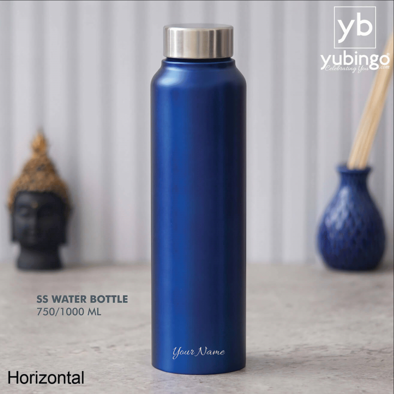 Customizable Blue Stainless Steel Bottle - 750 ML - corporate gift by YuBingo