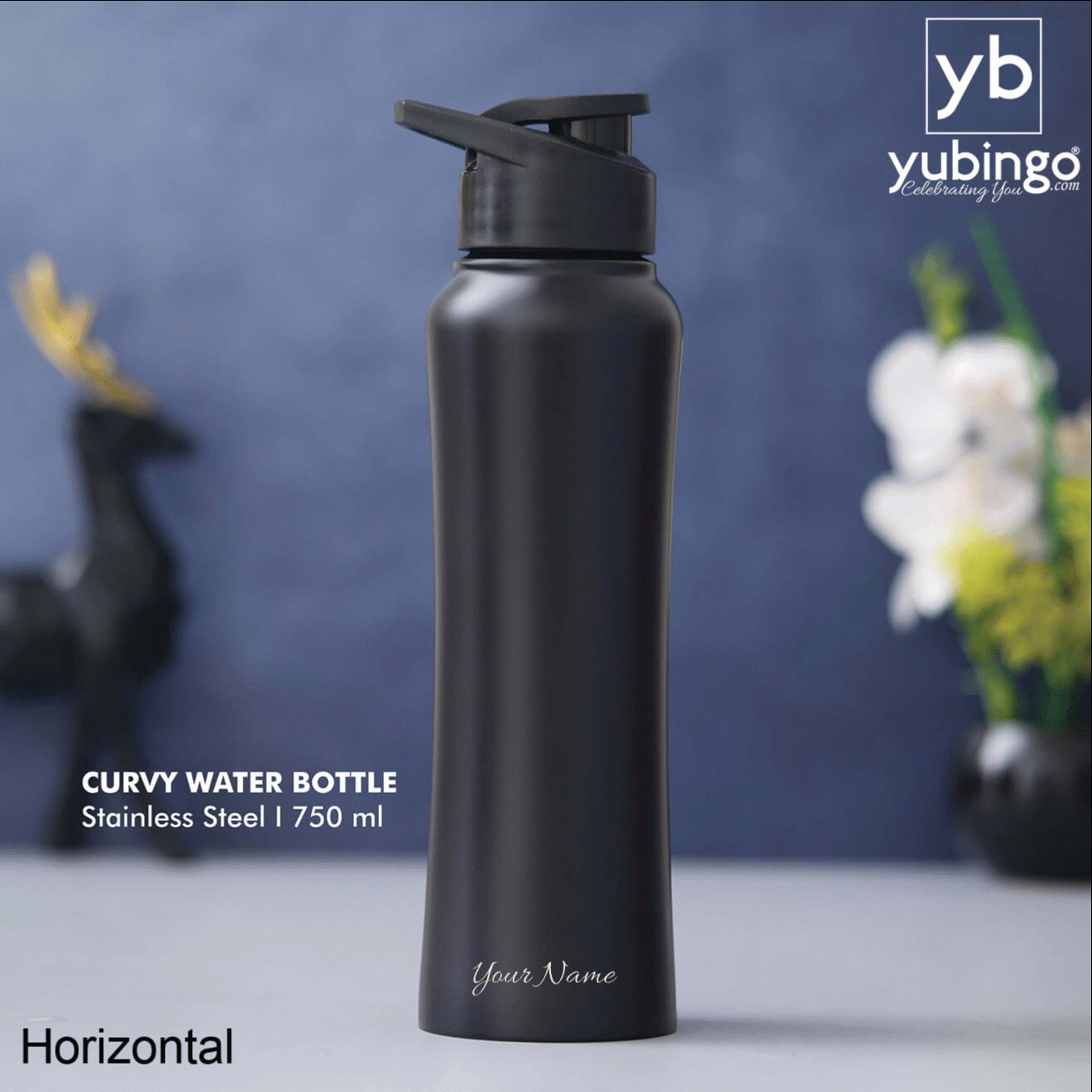 Customizable Black Stainless Steel Bottle - 750 ML - corporate gift by YuBingo