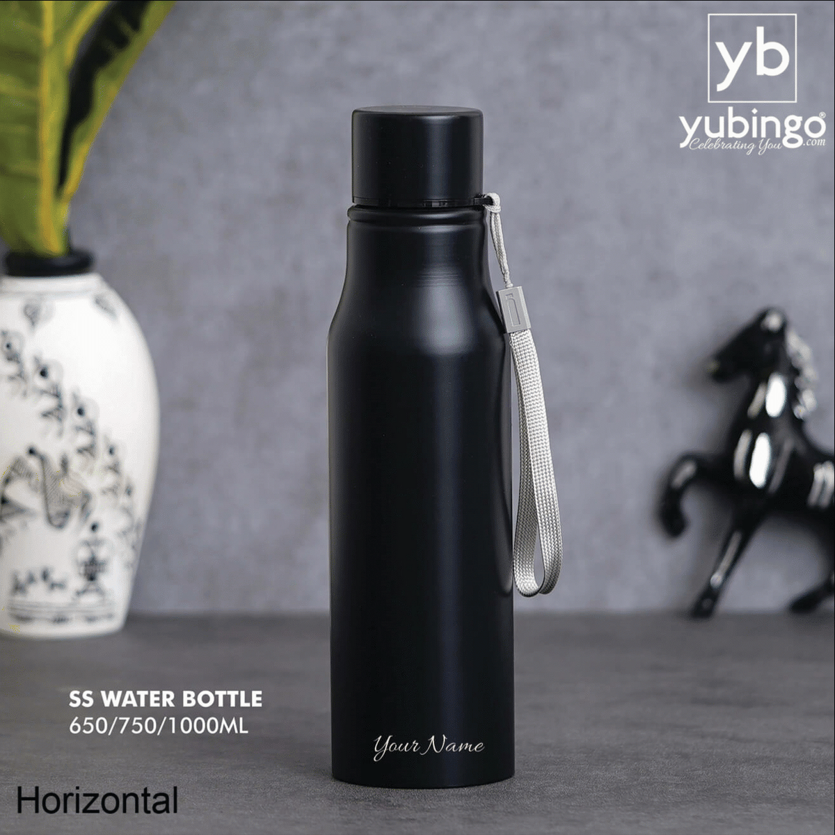 Customizable Black Stainless Steel Bottle - 650 ML - corporate gift by YuBingo