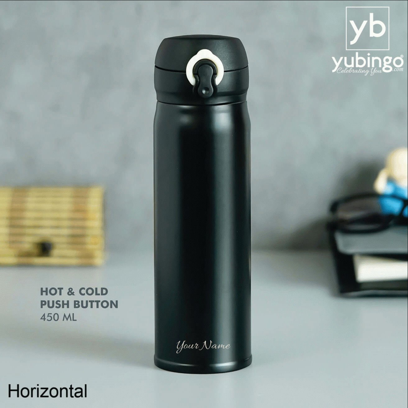 Black Stainless Steel Bottle - 450 ML - corporate gift by YuBingo