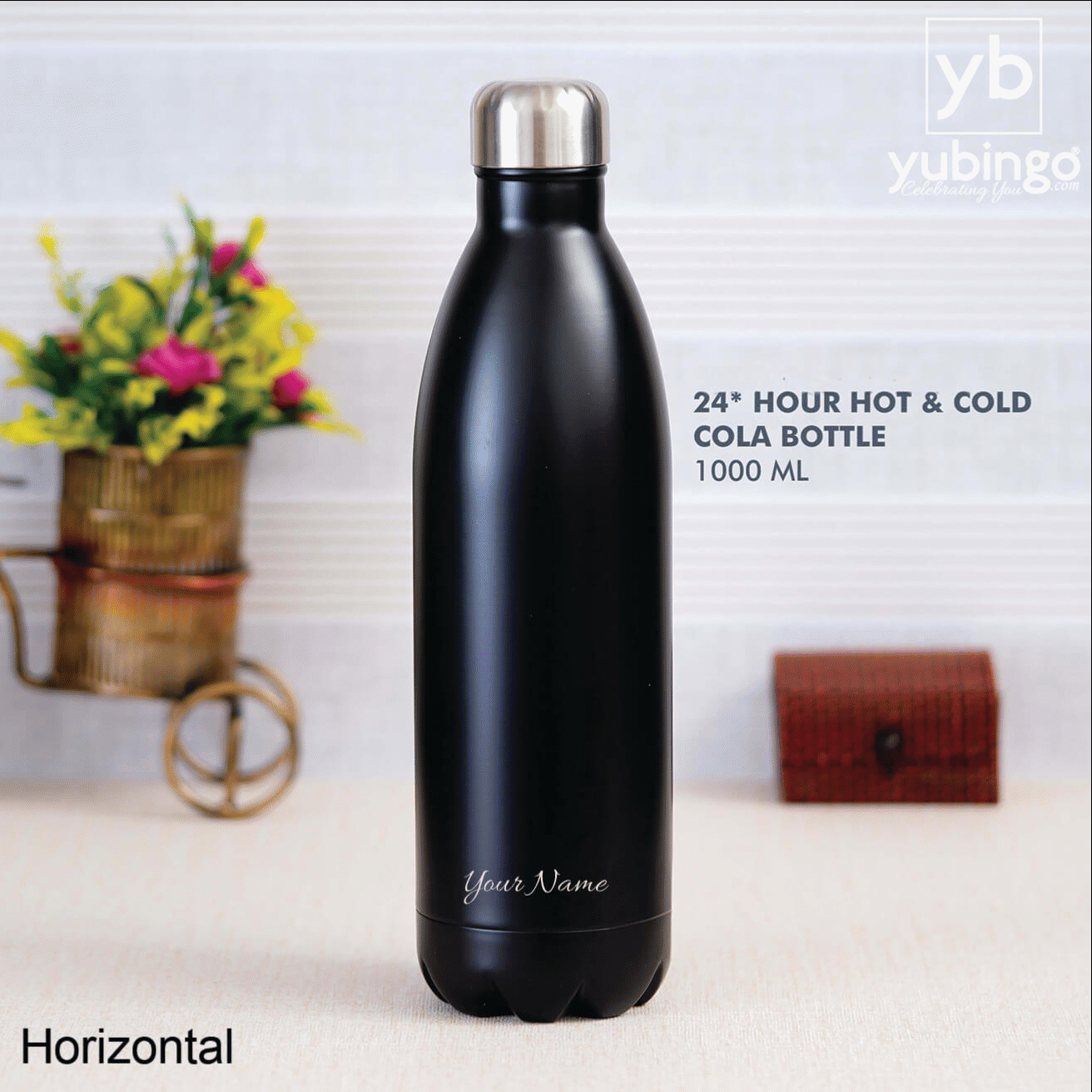 Black Stainless Steel Cola Bottle - 1000 ML - corporate gift by YuBingo