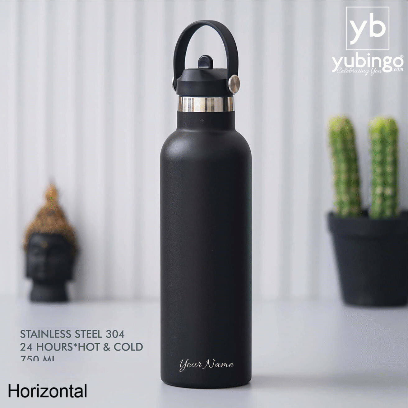 Black Stainless Steel Bottle - 750 ML - corporate gift by YuBingo