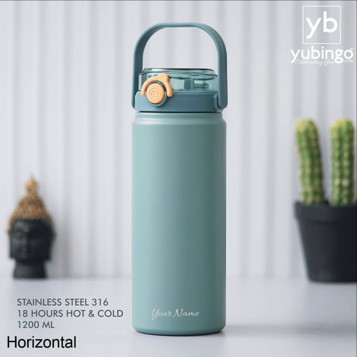 Green Stainless Steel Bottle - 1200 ML - corporate gift by YuBingo