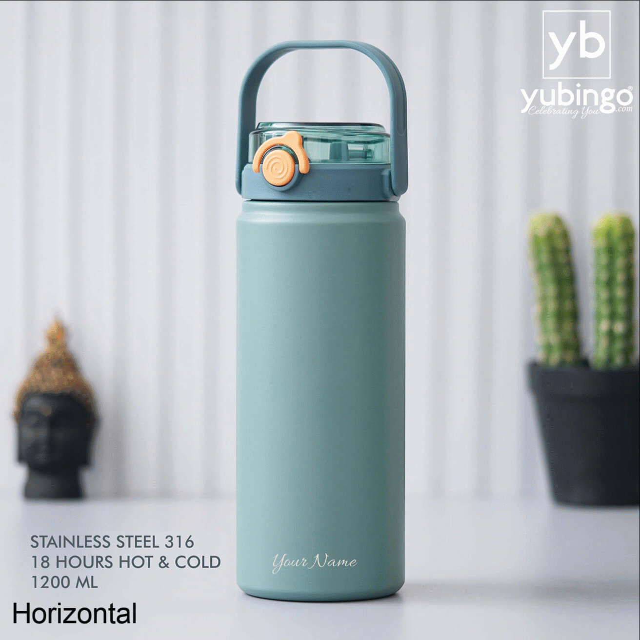 Green Stainless Steel Bottle - 1200 ML - corporate gift by YuBingo