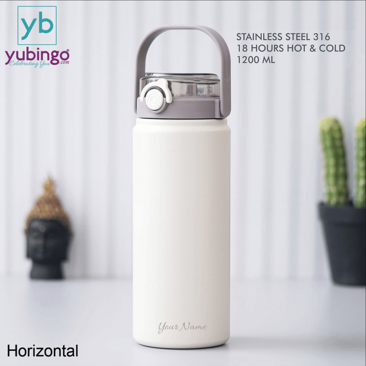 White Stainless Steel Bottle - 1200 ML - corporate gift by YuBingo