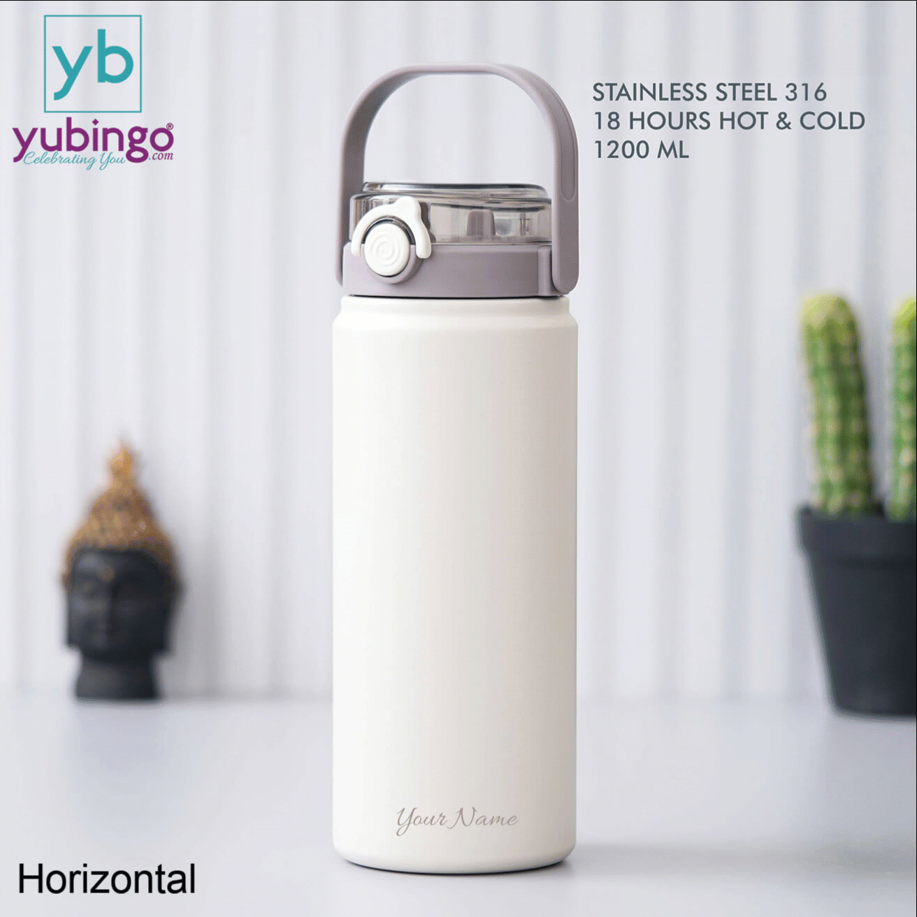 White Stainless Steel Bottle - 1200 ML - corporate gift by YuBingo