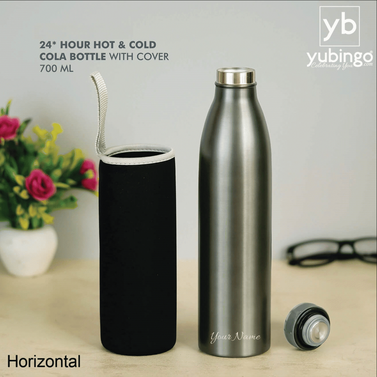 Black Stainless Steel Bottle - 700 ML - corporate gift by YuBingo