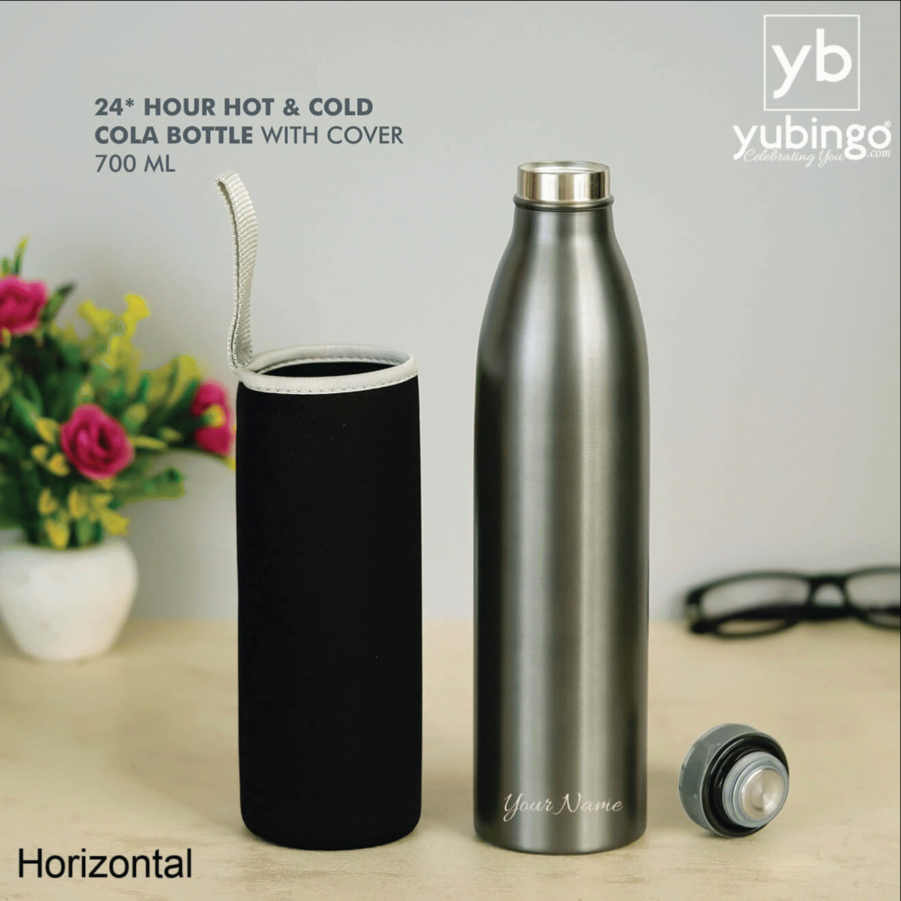 Black Stainless Steel Bottle - 700 ML - corporate gift by YuBingo