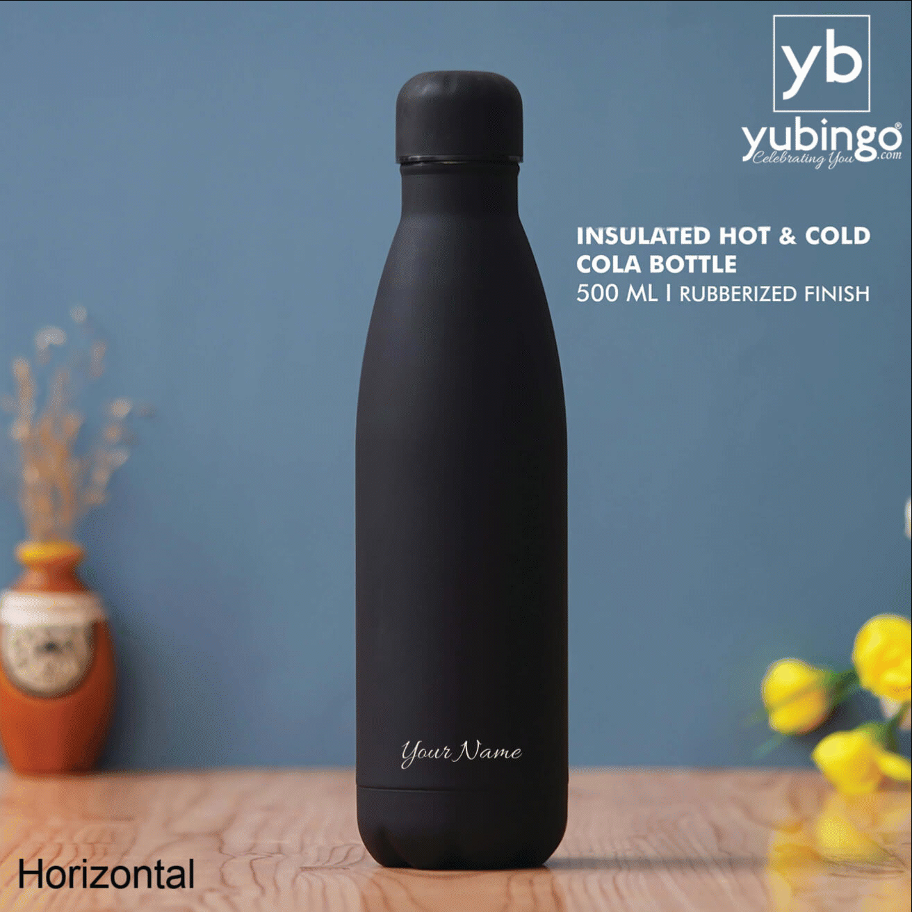Black Stainless Steel Bottle - 500 ML - corporate gift by YuBingo