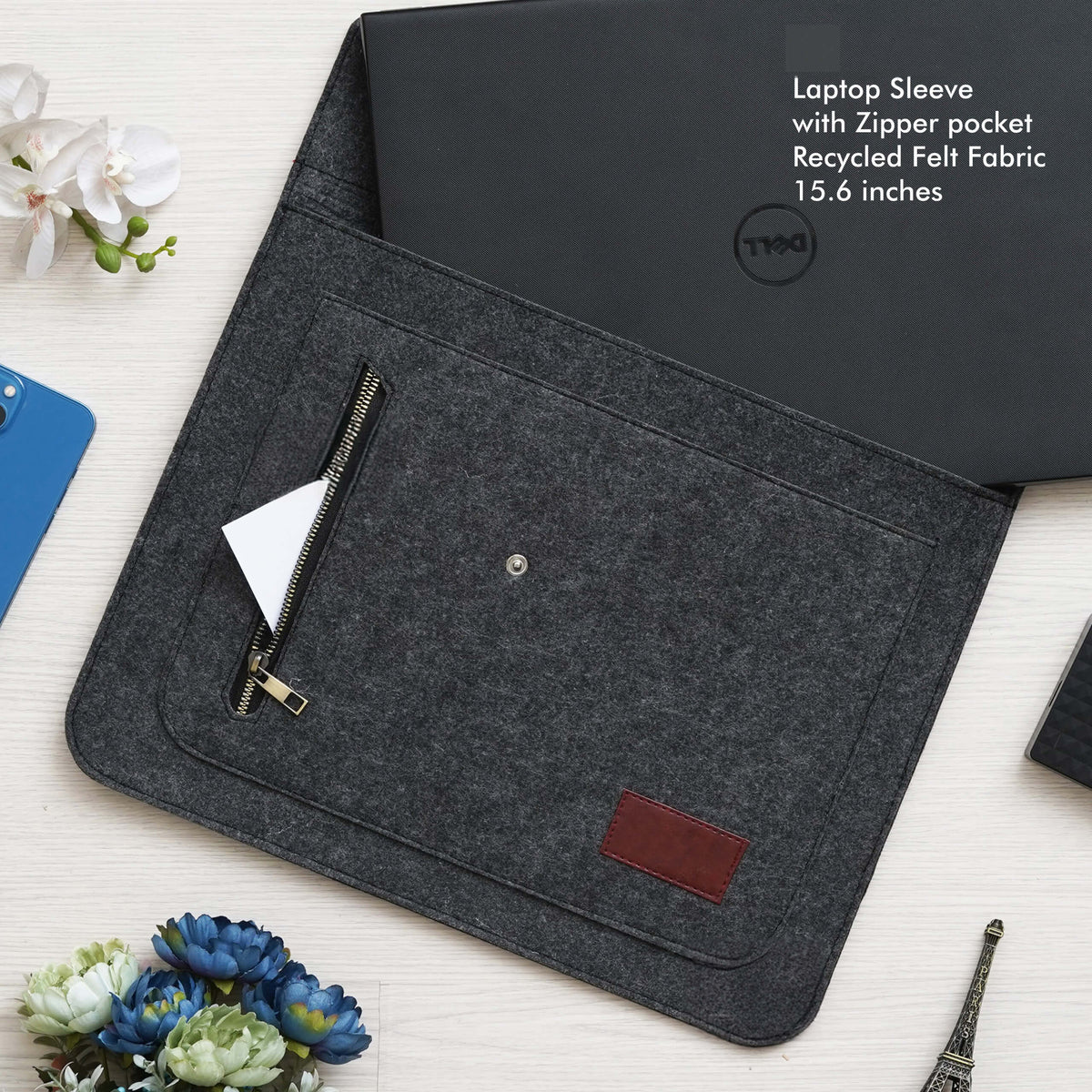 Black Laptop Sleeve with Zipper Pockets - Fits Laptops Up to 15.6 Inch - product image 3