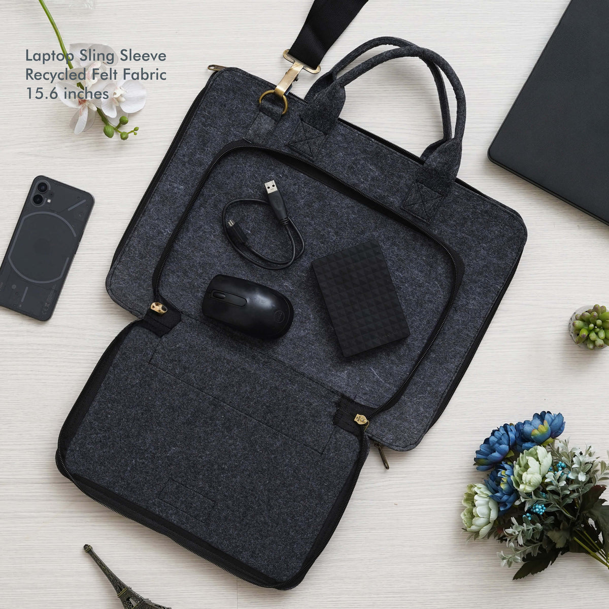 Customizable Black Laptop Sleeve - Eco-Friendly Protection - product image 3