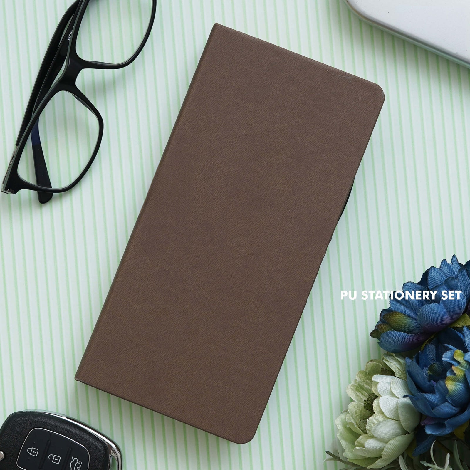 Personalized Brown PU Stationery Set - Elevate Your Workspace - corporate gift by YuBingo