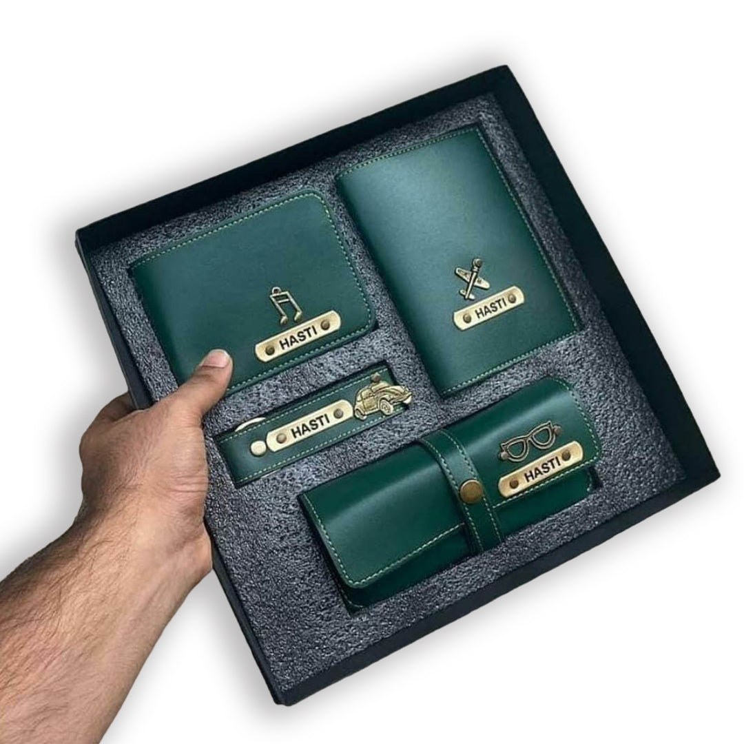 4 Piece Faux Series Combo (Wallet, Eyewear Case, Passport Holder, Keychain) - corporate gift by YuBingo