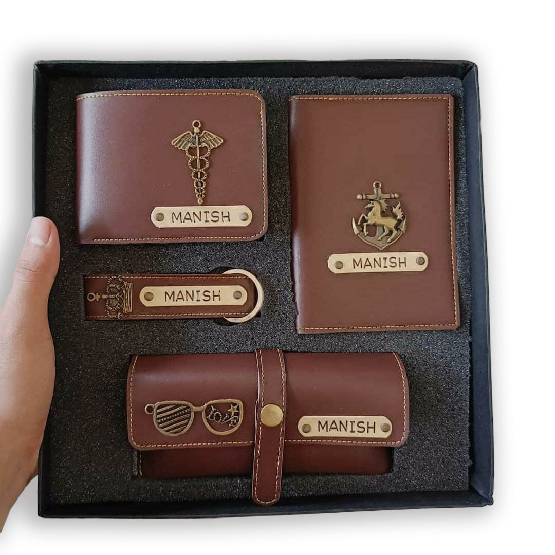 4 Piece Faux Series Combo (Wallet, Eyewear Case, Passport Holder, Keychain) - corporate gift by YuBingo