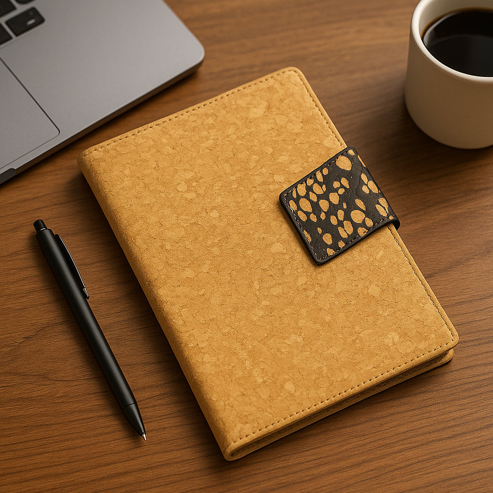 B203 - Cork Duomag: A5 Cork Notebook with Magnetic Flap Closure - corporate gift by YuBingo