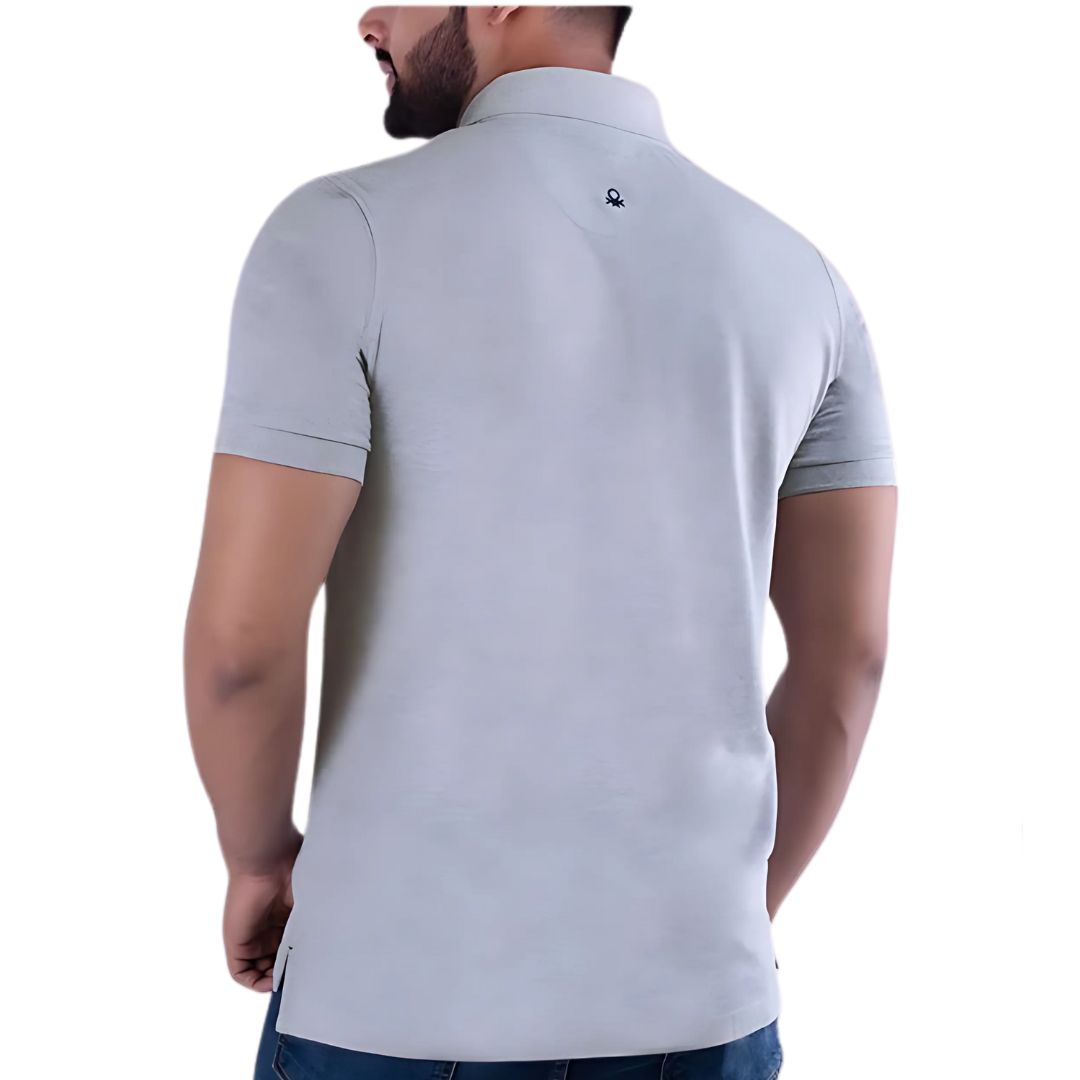 Benetton UCB Light Grey Polo T-Shirt for Men - product image 2