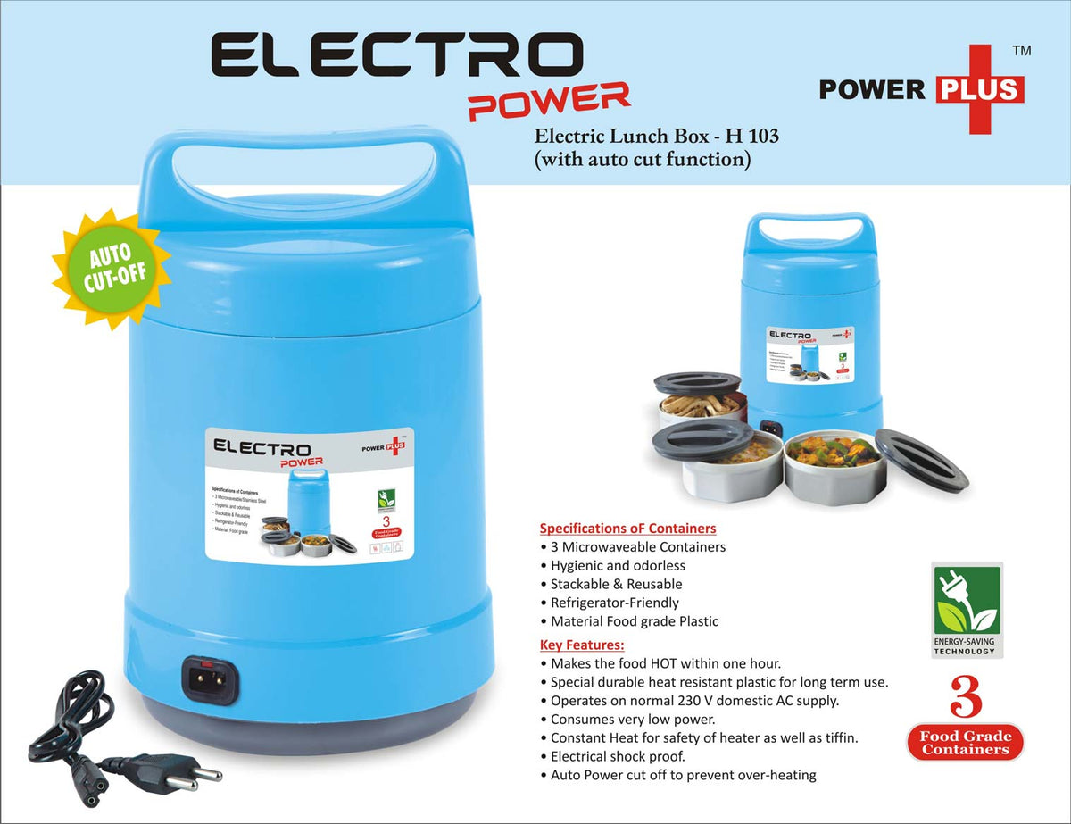 Electro Power Electric Lunch Box - Blue Color with Auto-Cut Function - corporate gift by YuBingo