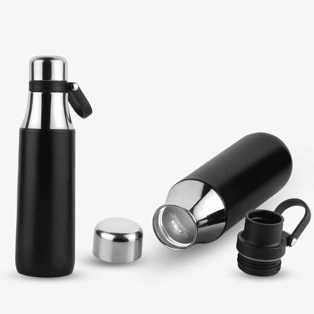Wilson Stainless Steel Flask with Carry Handle - 500ml, Black Color - corporate gift by YuBingo